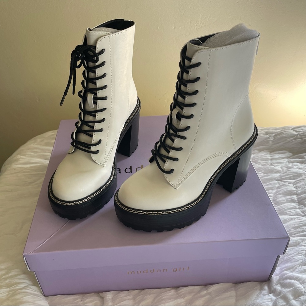 madden girl Karma Block Heel Combat Boots